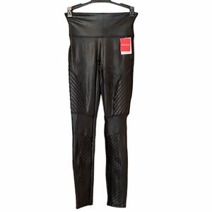 SPANX FAUX LEATHER MOTO LEGGINGS BLACK NWT SMALL